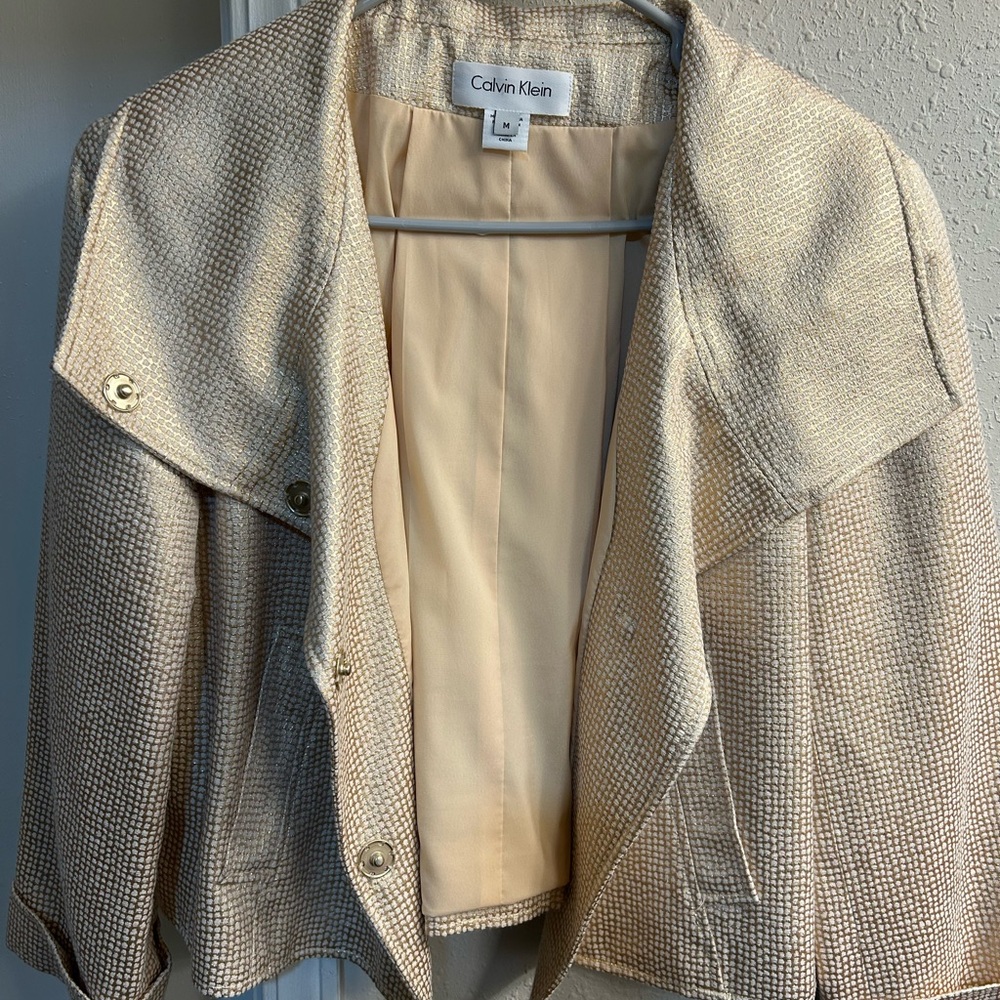 Calvin Klein Women's Textured Cream Blazer